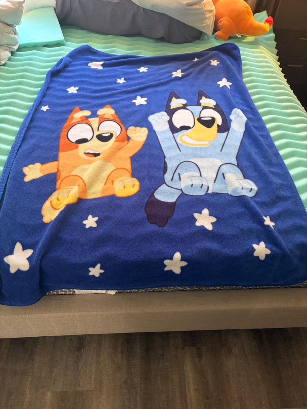 Blue Kids Pajama Blanket with Cartoon Characters